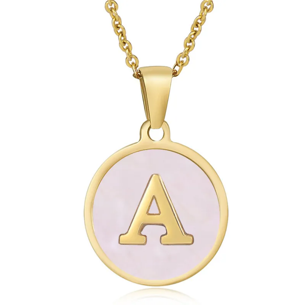 Initial Necklace, Gold Stainless Steel, Trendy - Vanytel