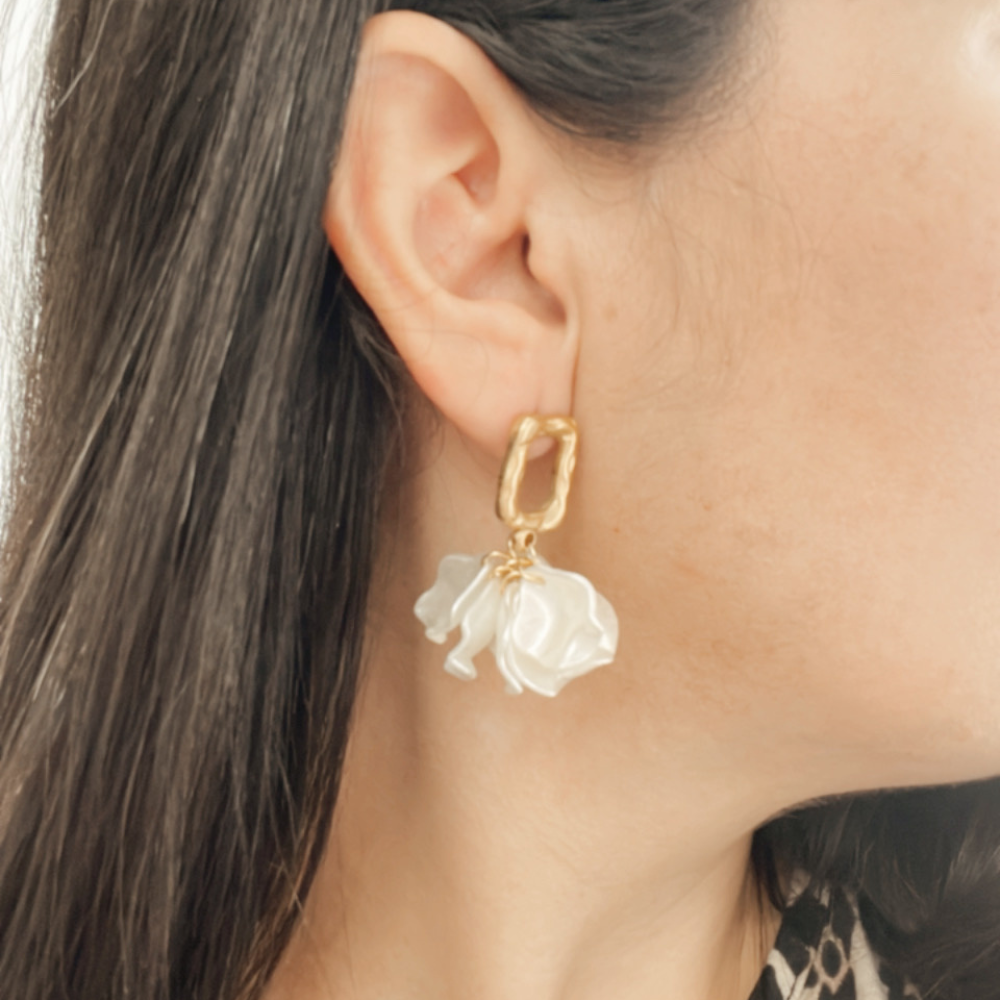 Petalos Blancos Earrings, Stainless Steel, Women - Vanytel
