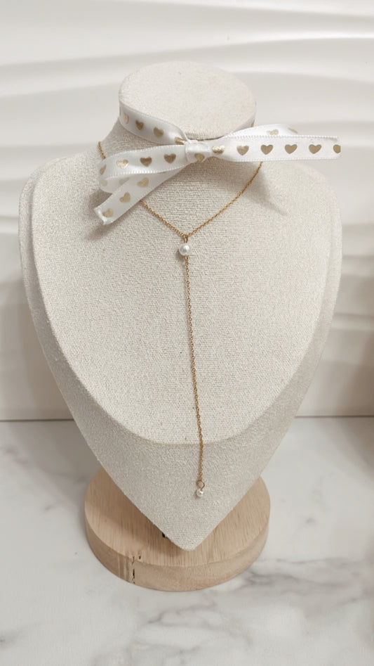 Lariat Choker, Gold Stainless Steel - Vanytel