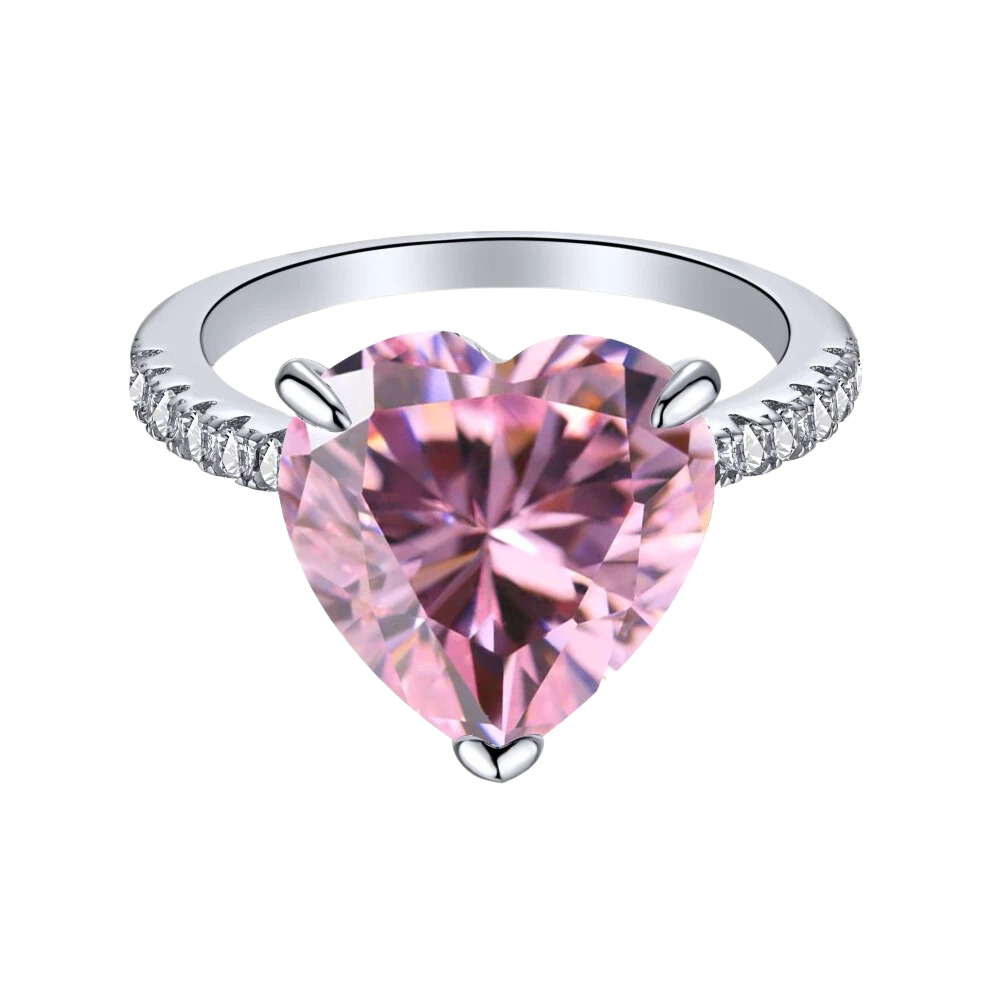 Pink Heart, Women 925 Sterling Silver Ring - Vanytel