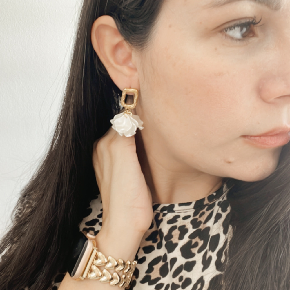 Petalos Blancos Earrings, Stainless Steel, Women - Vanytel