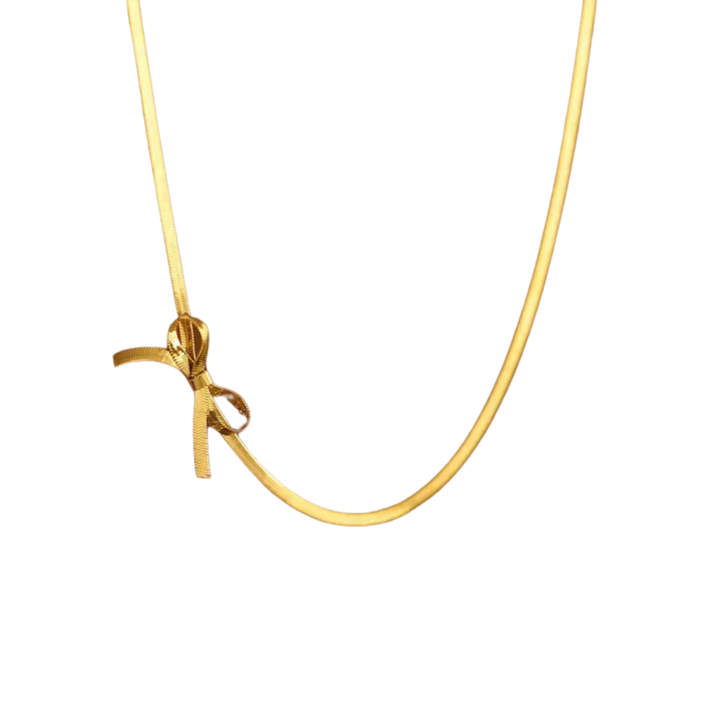 Amelia Bow Choker, Lazo en Cadena Serpiente Acero Inoxidable, Mujer, Estilo Coquette - Vanytel
