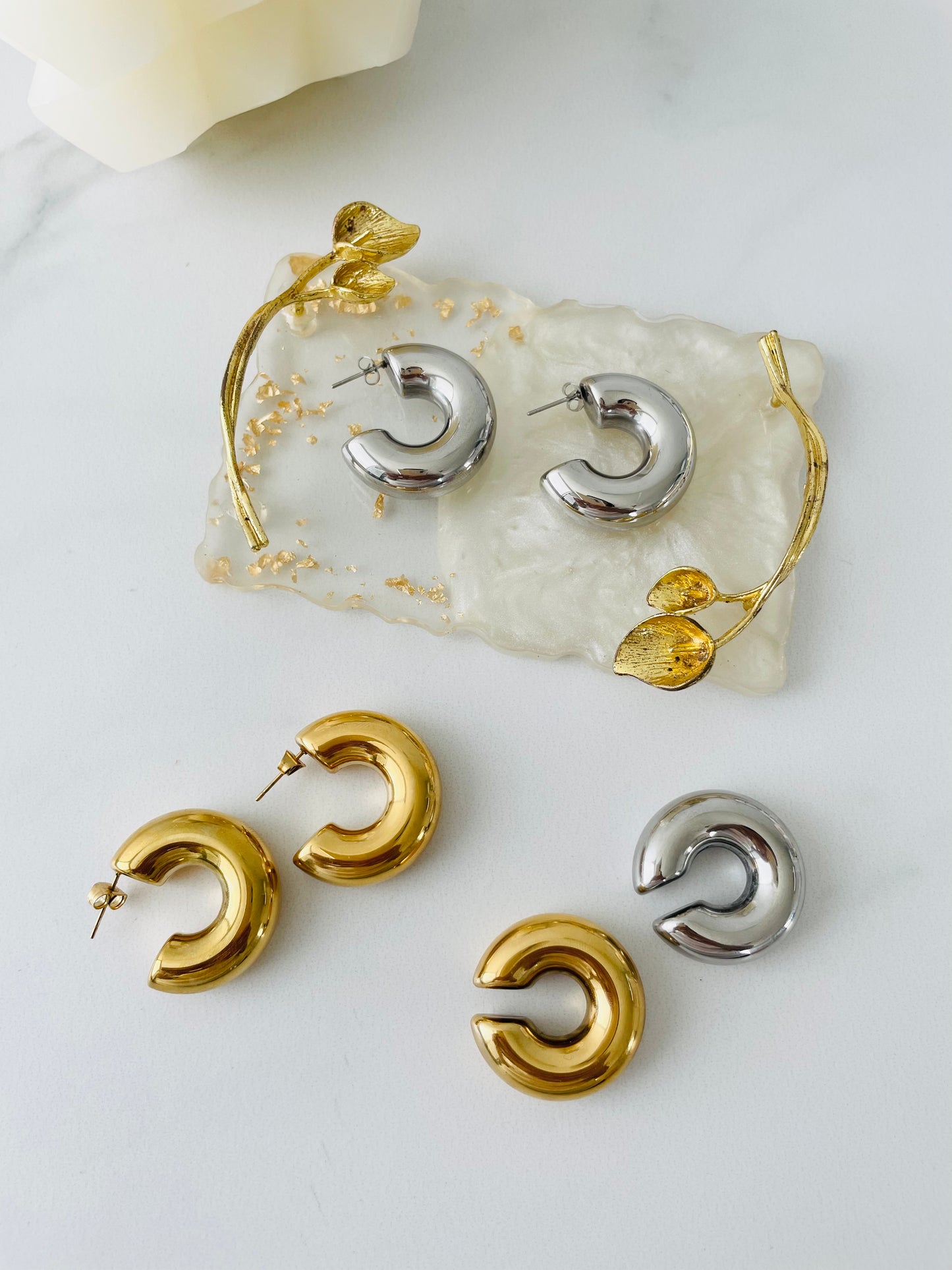 Earrings Cuff Chunky Stainless Steel - Vanytel