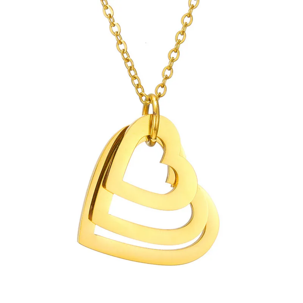 Mis Amores Necklace with Heart Charms, Stainless Steel, Women, Mom - Vanytel