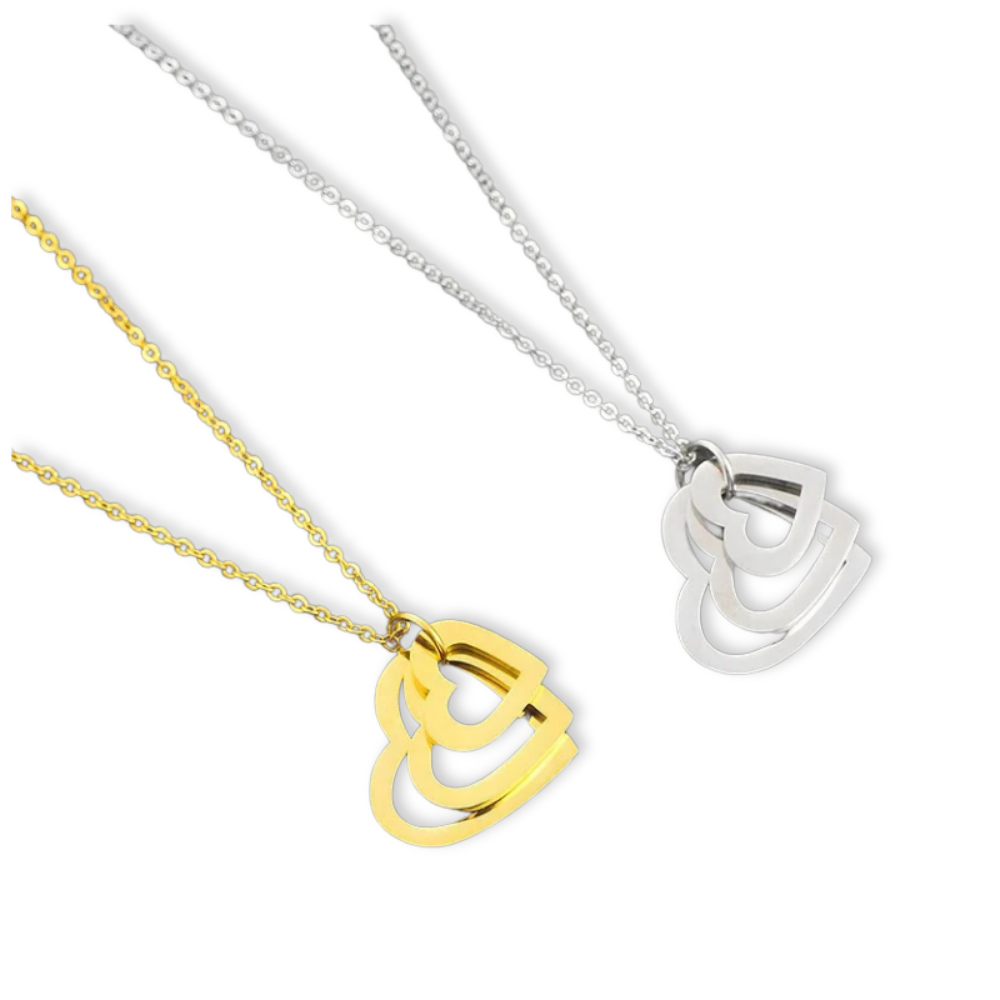 Mis Amores Necklace with Heart Charms, Stainless Steel, Women, Mom - Vanytel