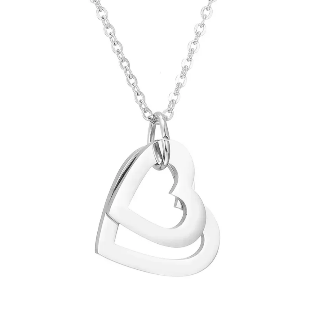 Mis Amores Necklace with Heart Charms, Stainless Steel, Women, Mom - Vanytel
