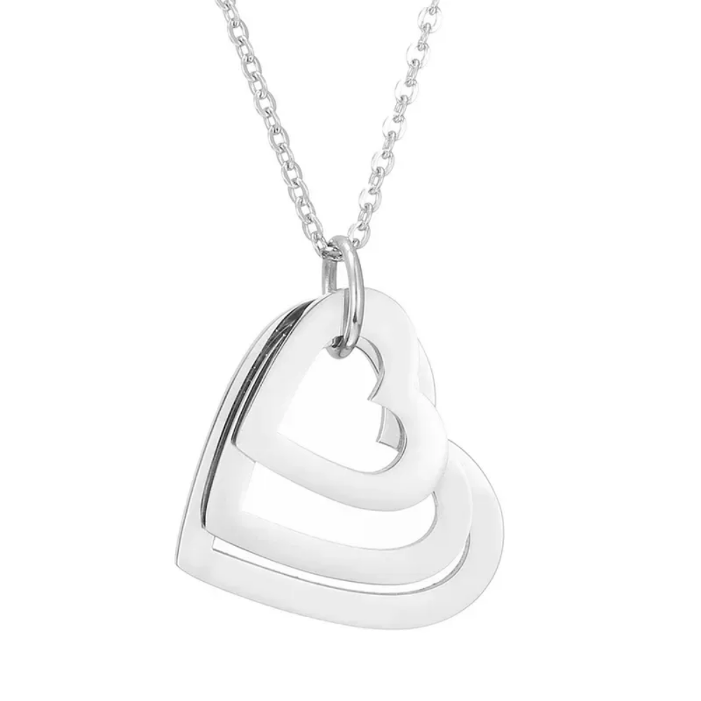 Mis Amores Necklace with Heart Charms, Stainless Steel, Women, Mom - Vanytel