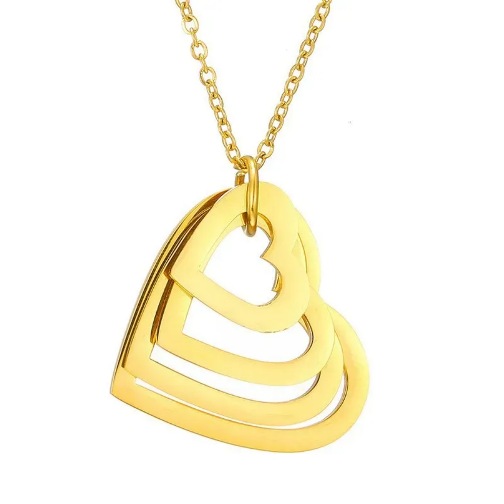 Mis Amores Necklace with Heart Charms, Stainless Steel, Women, Mom - Vanytel