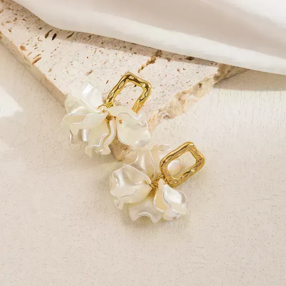 Petalos Blancos Earrings, Stainless Steel, Women - Vanytel