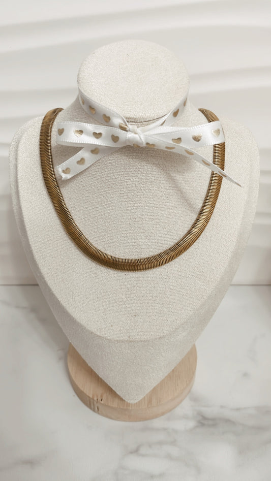 Medusa Necklace, Herringbone Gold Stainless Steel - Vanytel