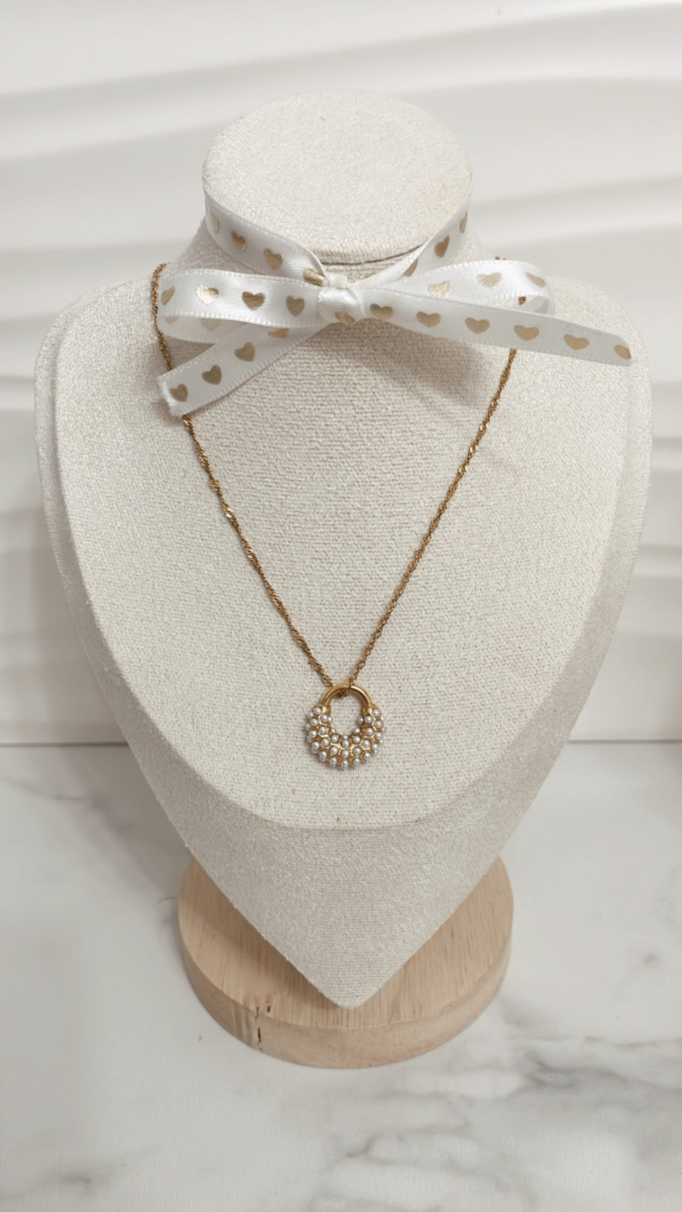 Paris Chain, Pearl Padlock Pendant, Gold Stainless Steel - Vanytel