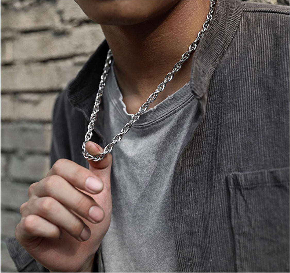 Cadena de Rope de Hombre con Anillo Color Plata - Vanytel