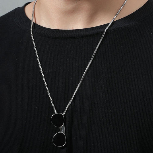 Collar con colgante de gafas y cadena de caja - Vanytel