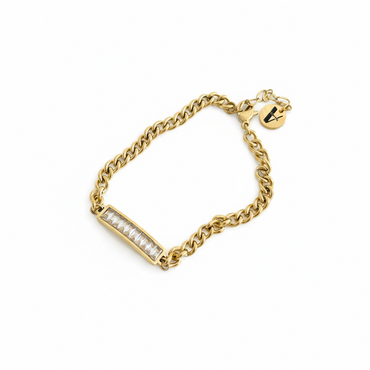 Pulsera Sasha en Dorada con Zirconia para Mujer en Acero Inoxidable | Vanytel