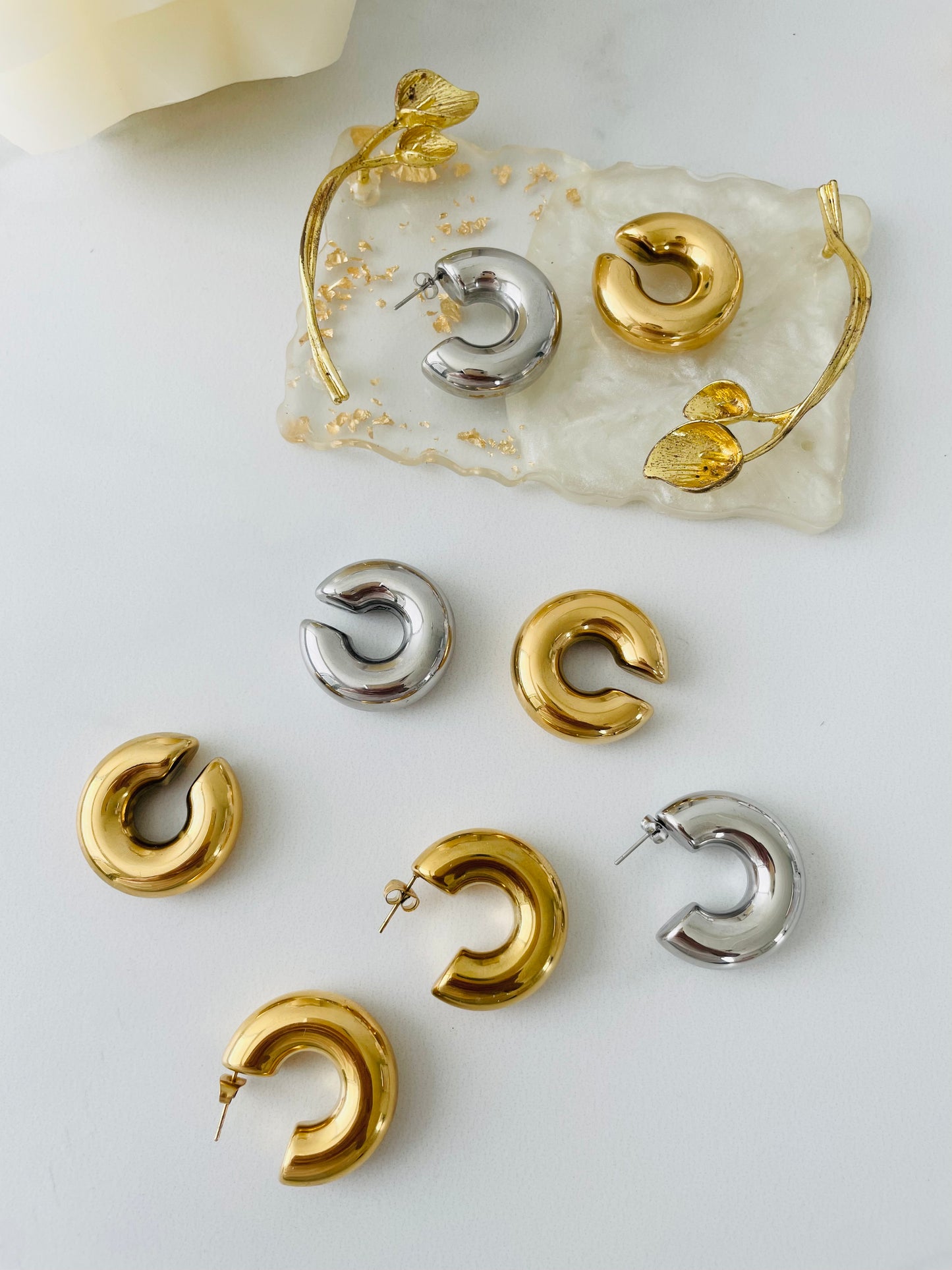 Earrings Cuff Chunky Stainless Steel - Vanytel