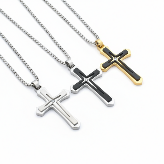 Modern Style Cross Pendant Necklace for Men - Stainless Steel | Vanytel