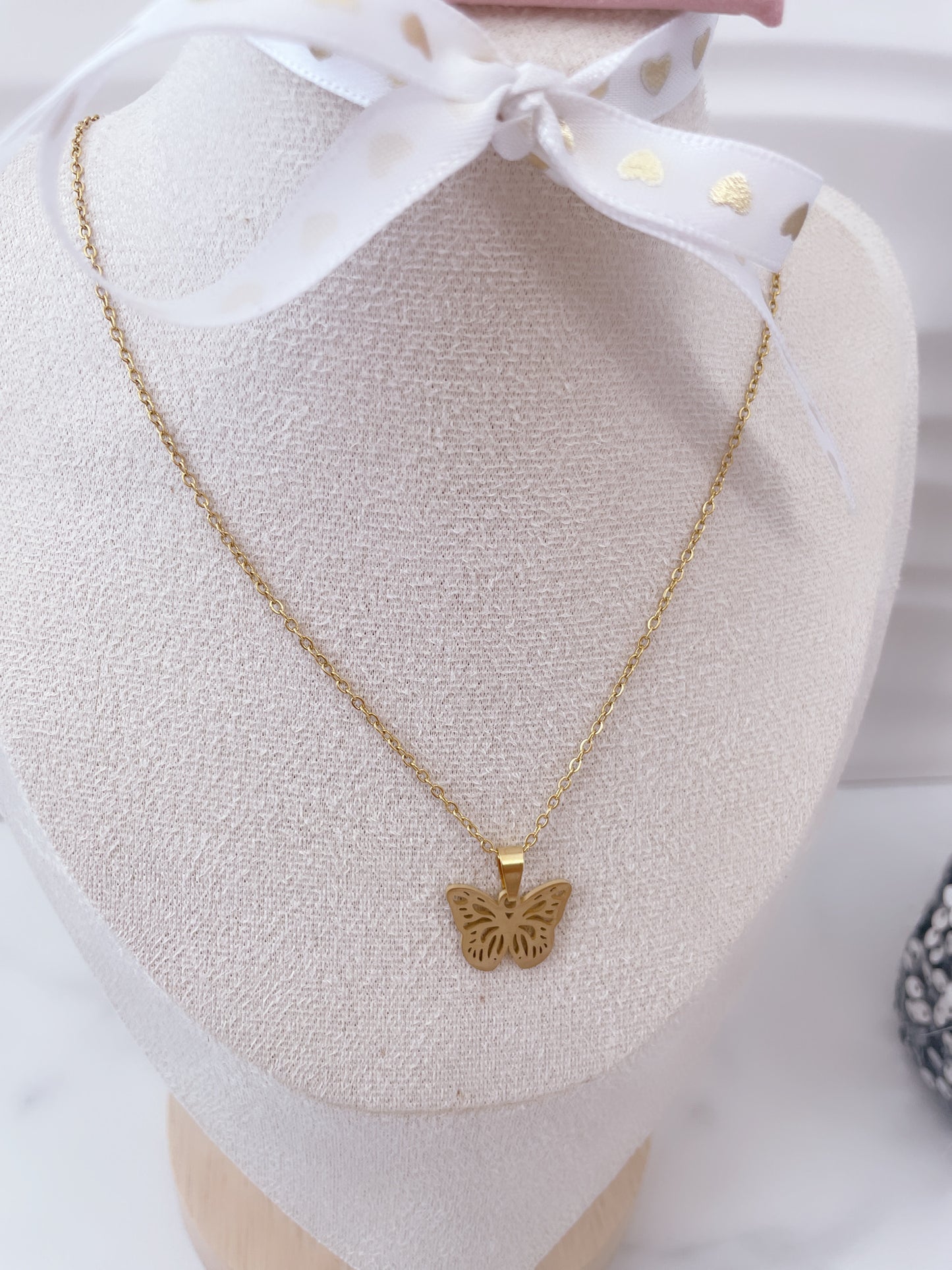 Set Collar y Aretes Mariposas 3pcs| Acero Inoxidable - Vanytel