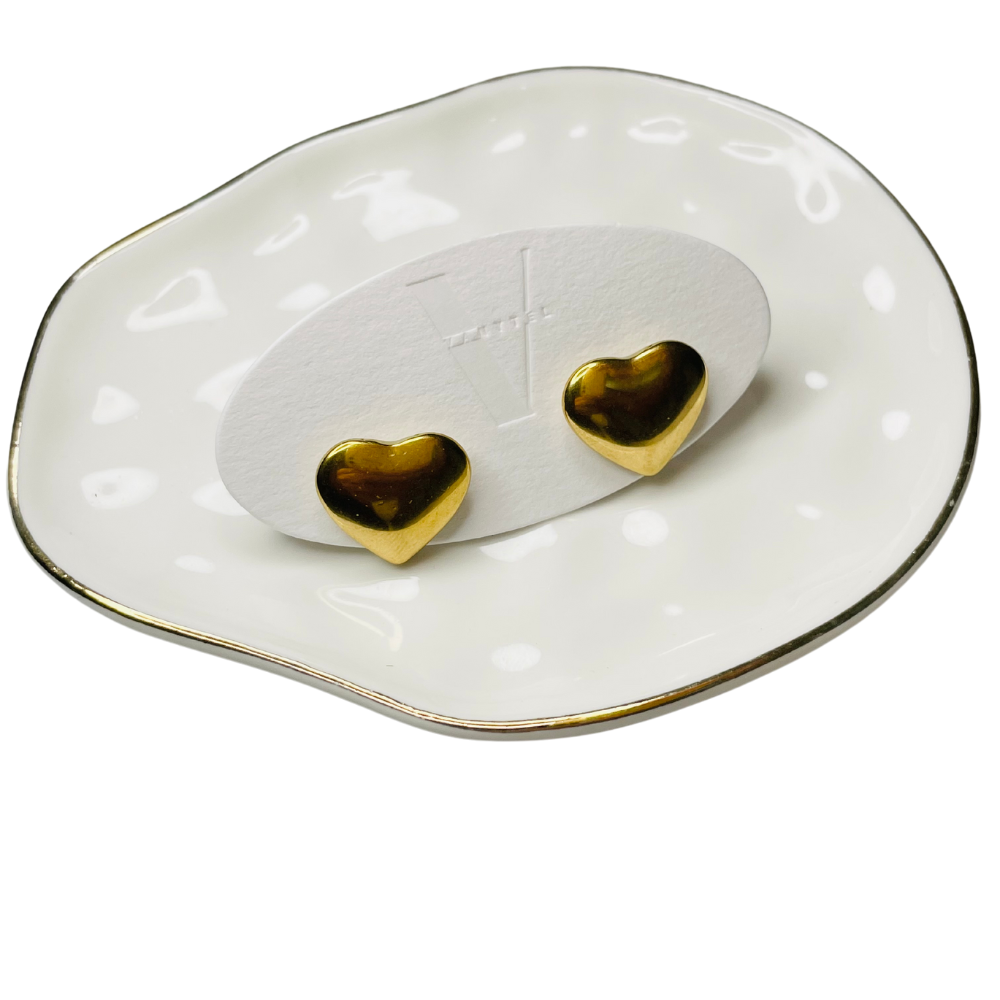 Aretes en forma de corazón ancho en dorado, acero inoxidable Vanytel