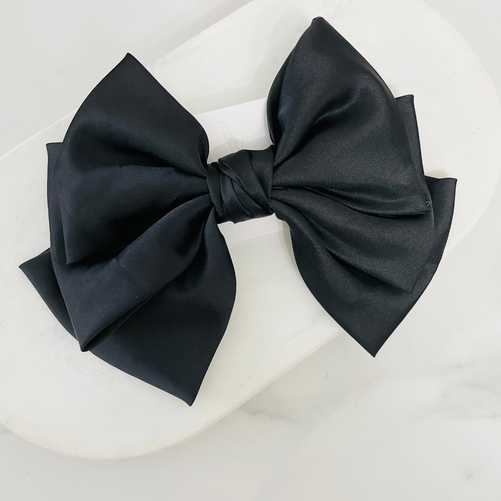 Lazo negro elegante de satín para peinados coquette Vanytel