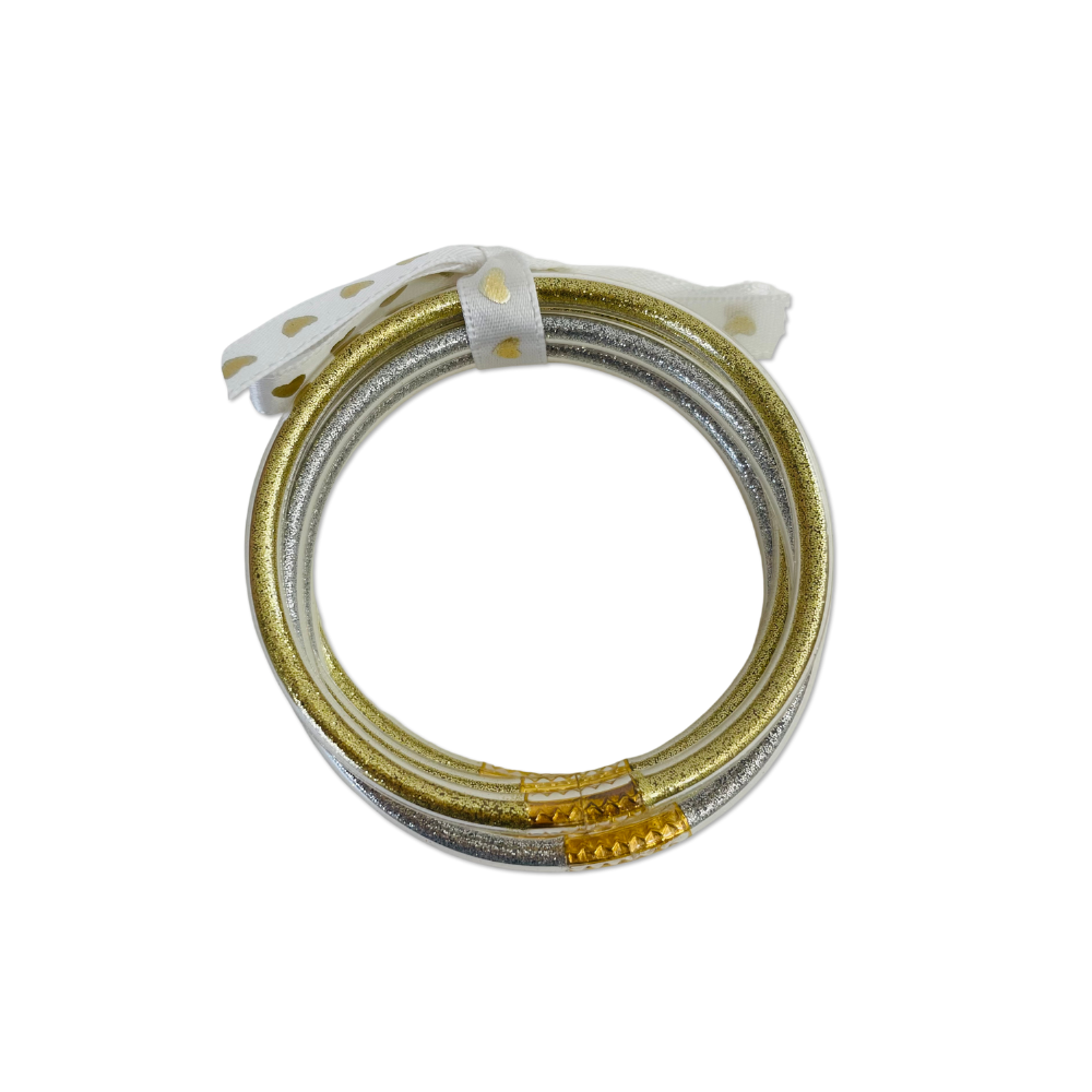 Pulsera Jelly Bangle plateado y dorado Vanytel con acabado metálico brillante