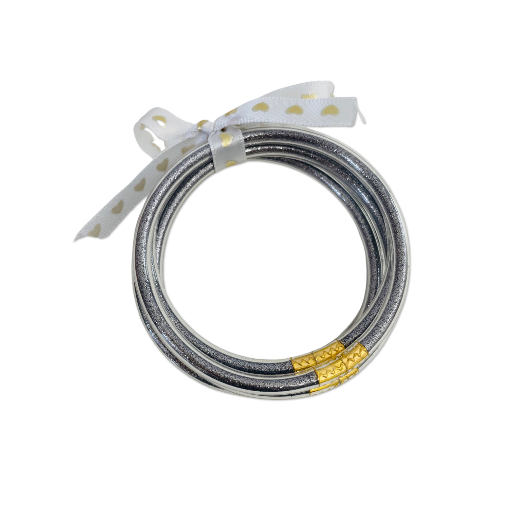 Pulsera Jelly Bangle gris Vanytel con acabado metálico brillante