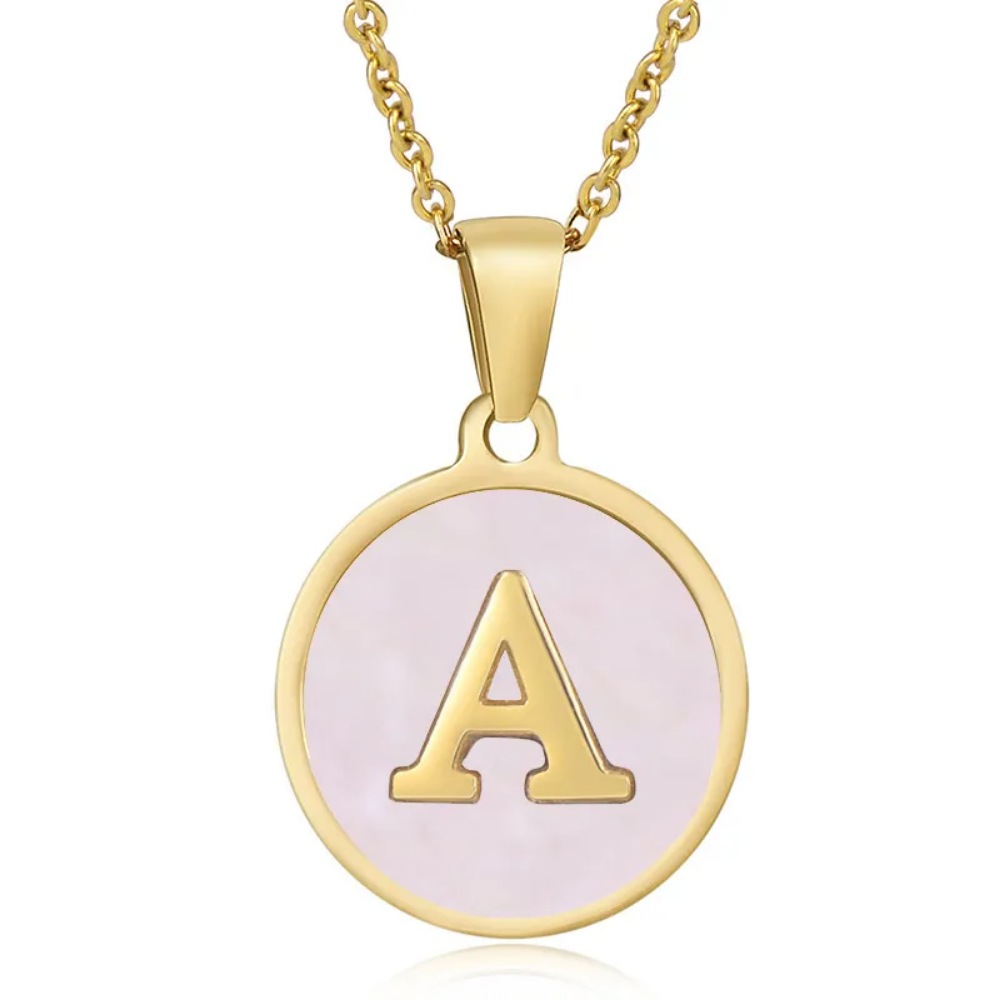 Initial Necklace, Gold Stainless Steel, Trendy - Vanytel 