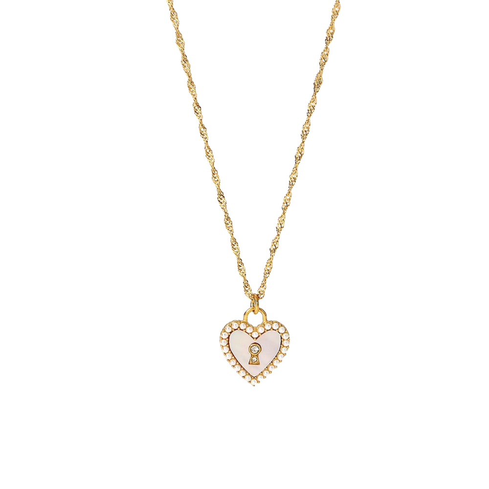 Emily Heart Necklace, Gold Stainless Steel - Vanytel 