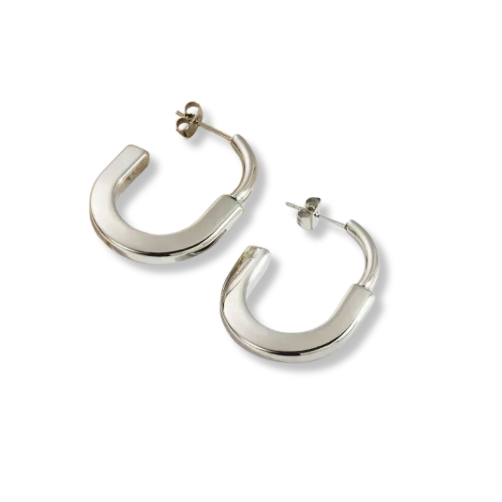 Diana Hoops, Aretes Doble Tono y  Plata, Joyería Inspirada en Acero Inoxidable, Mujer - Vanytel 