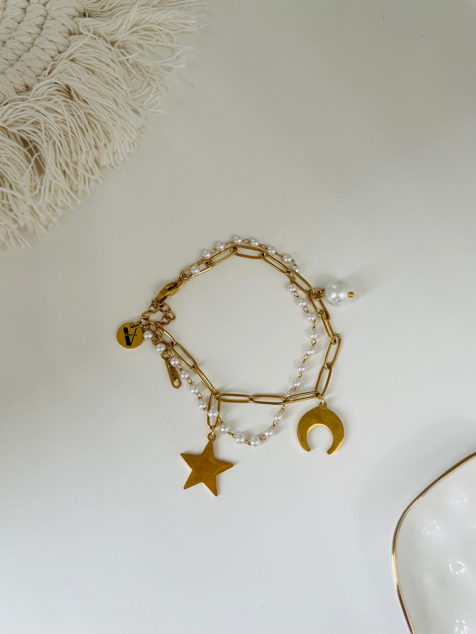 Luna y Estrella Brazalete de Perla - Vanytel 