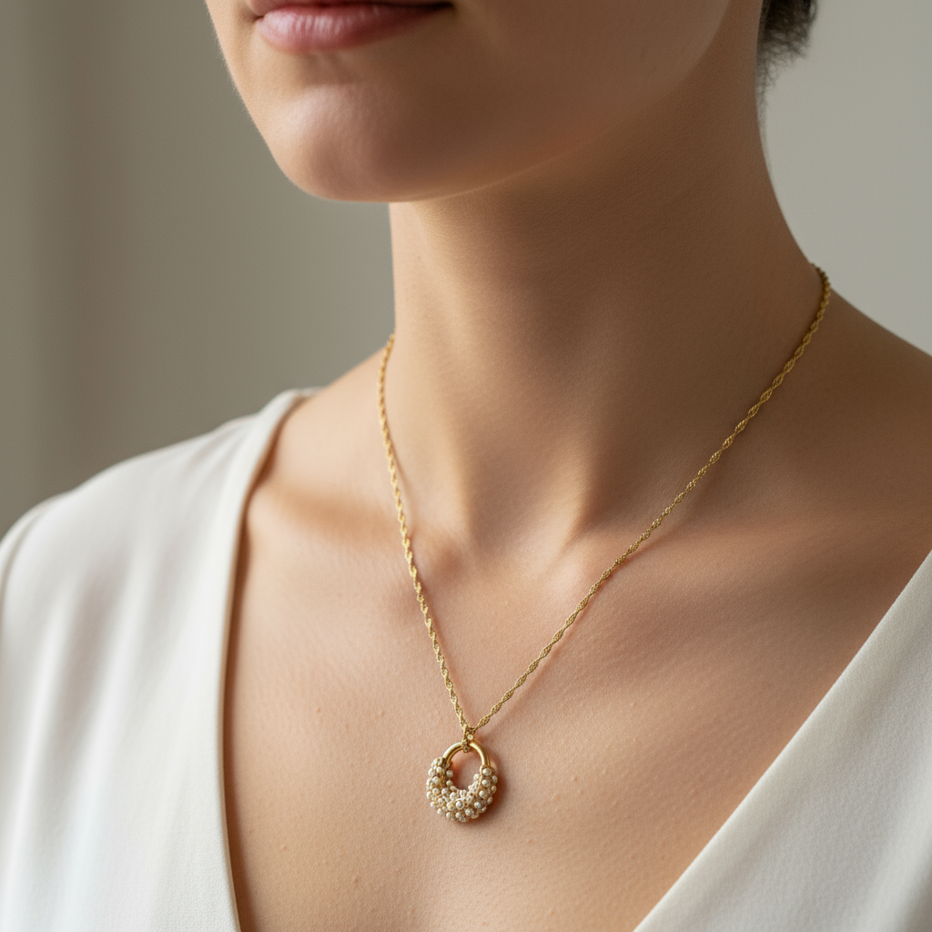 Collar Paris Chain Dorado con Perlas para Mujer en Acero Inoxidable | Vanytel