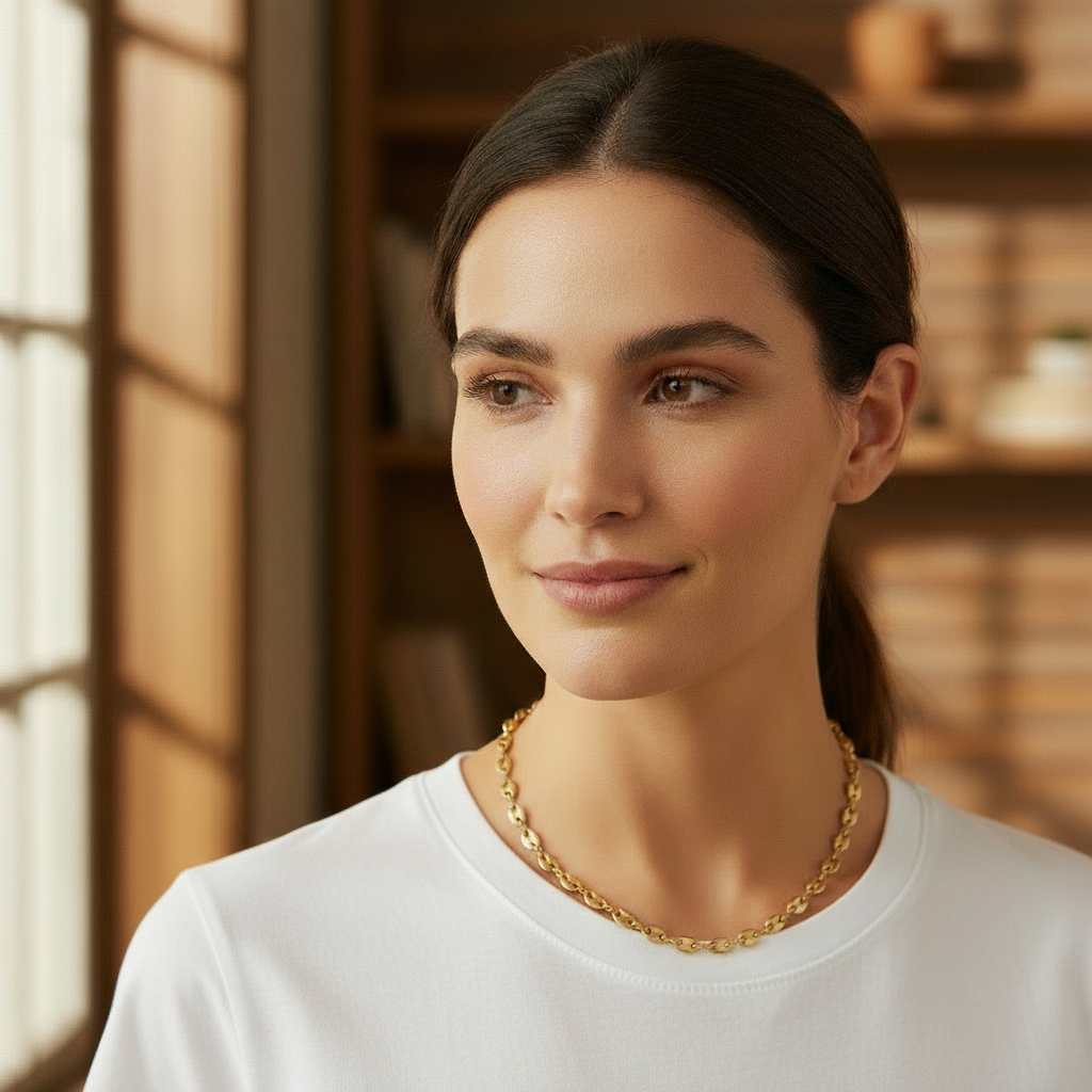 Women's Gold GG Tag Necklace in Stainless Steel | Vanytel