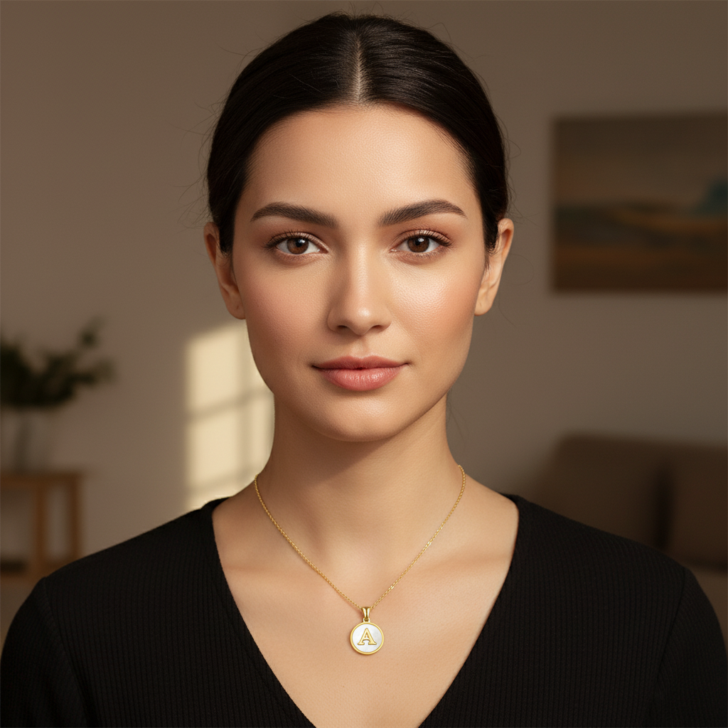 Collar Inicial Personalizado con Nácar en Acero Inoxidable Dorado para Mujer | Vanytel