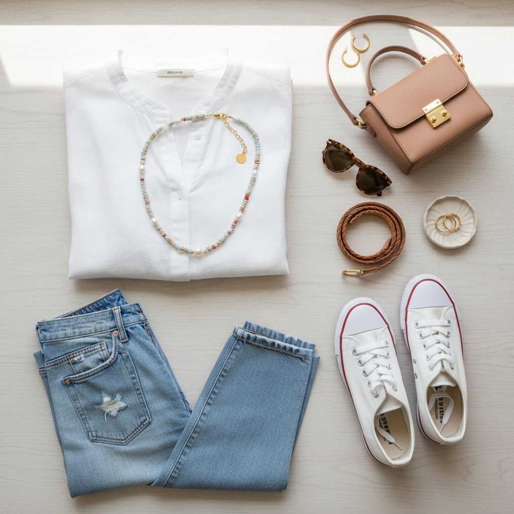 Collar Ana María con Perlas Naturales y Acero Inoxidable Dorado para Mujer | Vanytel