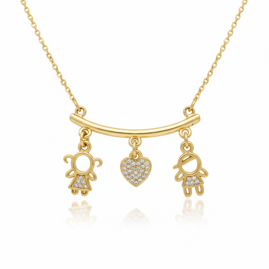 Collar Boy & Boy Charms Dorado con Zirconia para Mujer en Acero Inoxidable | Vanytel