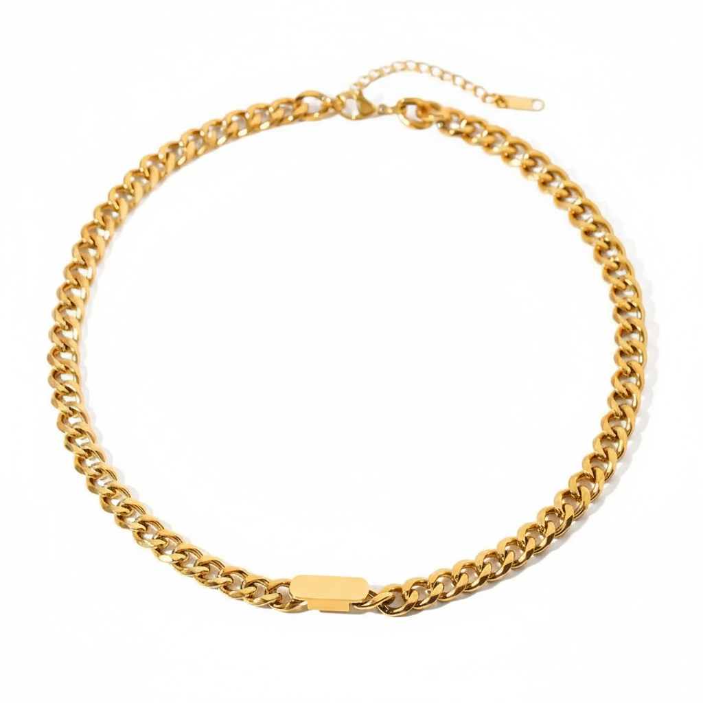 Cadena Cubana Dorada Unisex en Acero Inoxidable | Vanytel