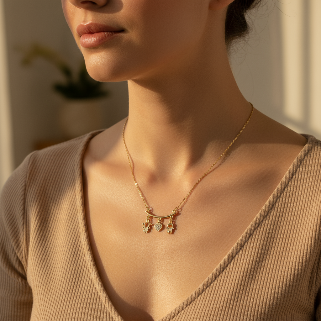 Collar Boy & Boy Charms Dorado con Zirconia para Mujer en Acero Inoxidable | Vanytel