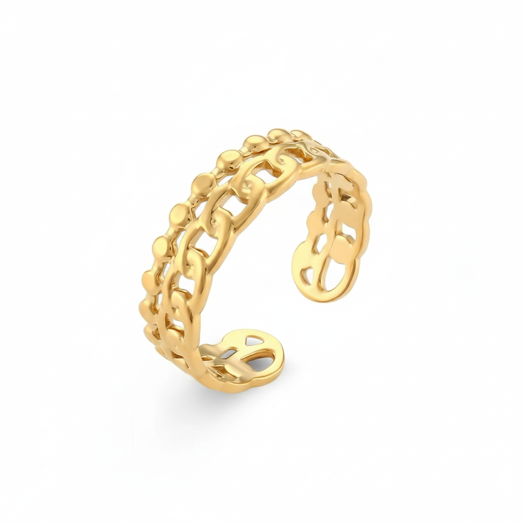 Anillo Gretta Ajustable en Dorado para Mujer en Acero Inoxidable | Vanytel