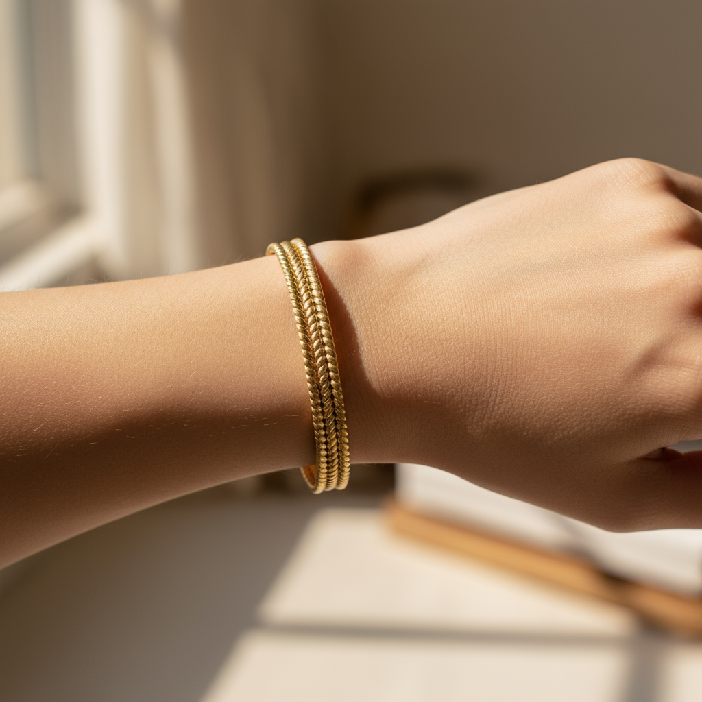 Pulsera Antonia Dorada y Ajustable para Mujer en Acero Inoxidable | Vanytel