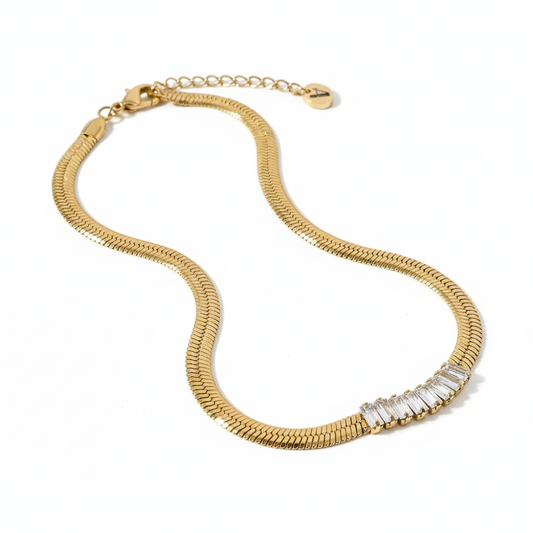 Cinderella Choker Dorado en Acero Inoxidable con Circonia para Mujer | Vanytel