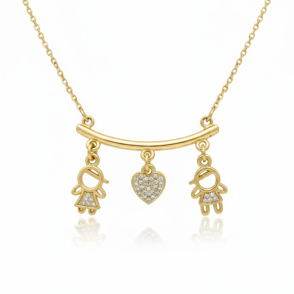 Collar Boy & Boy Charms Dorado con Zirconia para Mujer en Acero Inoxidable | Vanytel